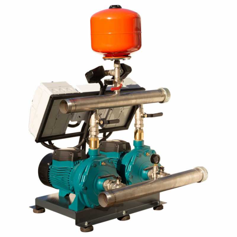 Станція підвищення тиску 380В 2×2.2кВт Hmax 65м Qmax 180л/хв 8л + каскадне управління LEO 3.0 (22AC220-2S531-4.0-8)-22AC220-2S531-4.0-8