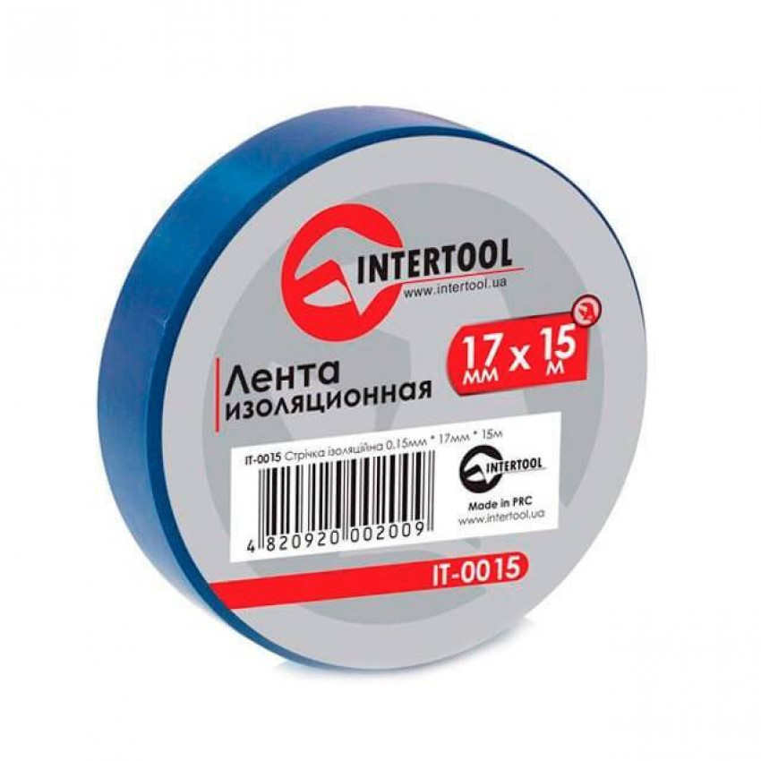 Стрічка ізоляційна 0.15mm * 17mm * 15m синя INTERTOOL IT-0015-IT-0015