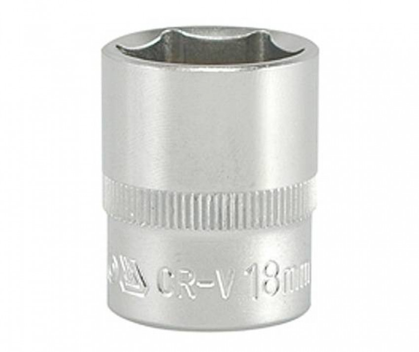 Головка 6-гранна коротка YATO із квадром. 3/8", М=18 мм, L=30 мм [100/200]-YT-3813