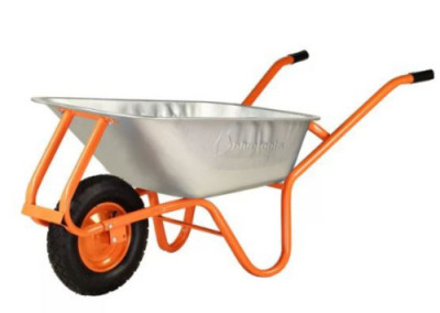 Тачка F1 оцинк 90л рама оранж 0,6мм пневмо колесo, BLUETOOLS-[articul]