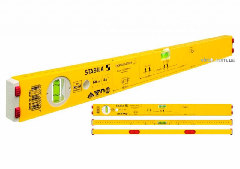 Рівень сантехніки STABILA Type 80 M Installation: L= 60 см, 2 капсули, магнітний, сантех-розмітка-16881