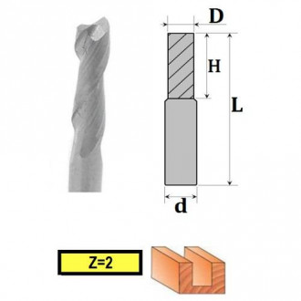 Фреза Плоска спіральна z2, D3, H12, d3, L40 03-601-031-[articul]