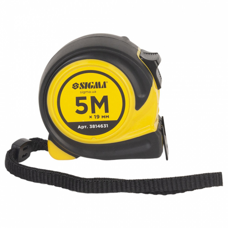 Рулетка обгумована Compact двостороннє полотно/зачіп 5м×19мм SIGMA (3814631)-3814631