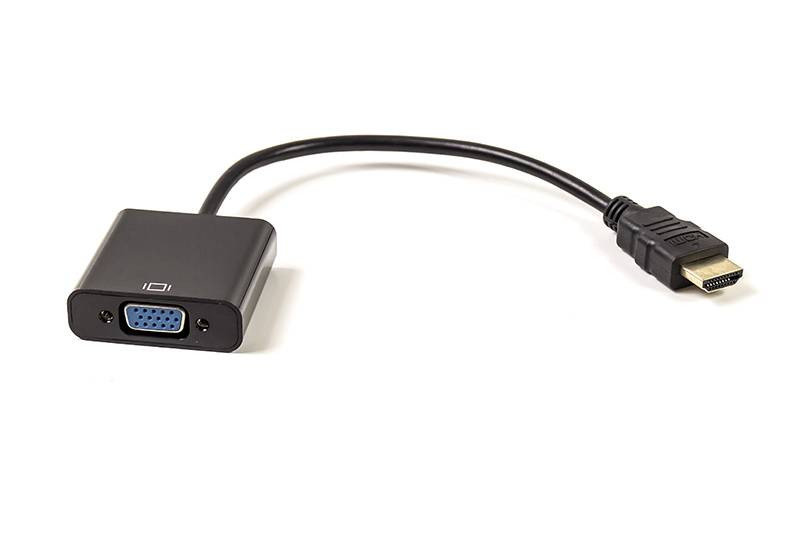 Кабель-перехідник PowerPlant HDMI - VGA, 0.15м, позолочені конектори, чорний-CA910885