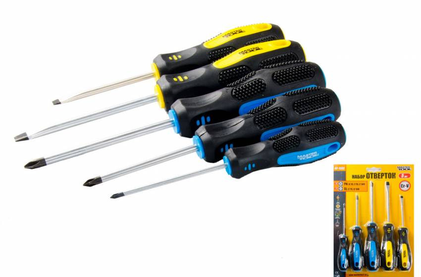 MasterTool Набір викруток 5 шт (PH0*75, 1*75, 2*100, SL5*75, 6*100), Арт.: 40-1505-40-1505