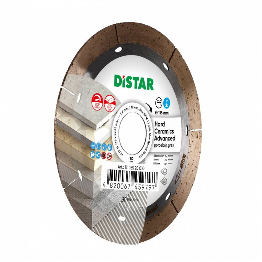 Круг алмазний вiдрiзний 1A1R 115x1,6/1,2x10x22,23 Hard ceramics Advanced-11115528010