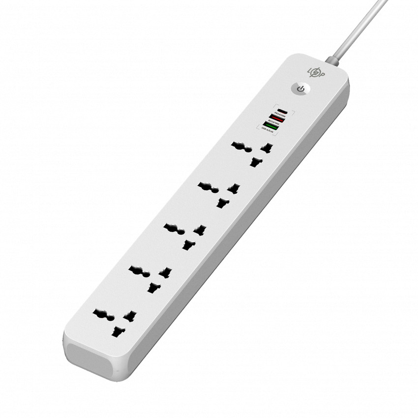 Мережевий фільтр (подовжувач) LogicPower (5x220V-2500W, 1xUSB-38W/PD/QC3.0, 1xType-C 20W, 1xUSB 18W)-LP30324