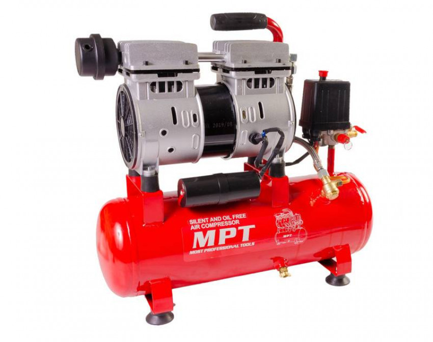 Компресор безшумний MPT PROFI OIL FREE 10 л 600 Вт 1450 об/хв 7 атм мідна обмотка MAC60103S-MAC60103S
