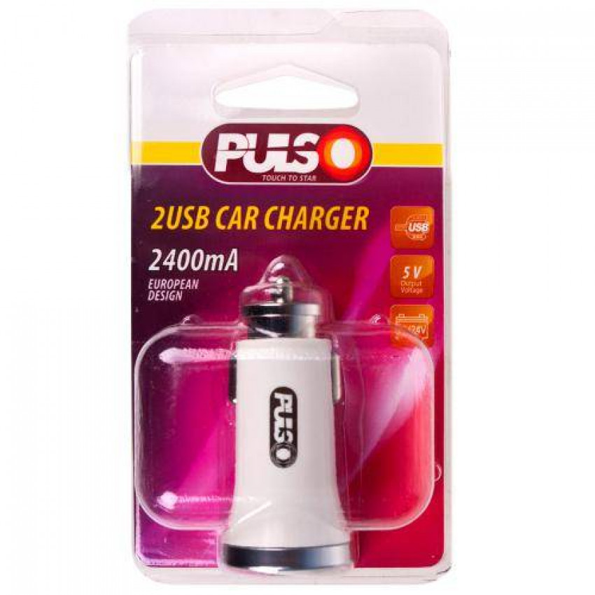 Автомобільний зарядний пристрій PULSO C-2411W 2USB (12/24V - 5V 2,4A)-C-2411W (180)