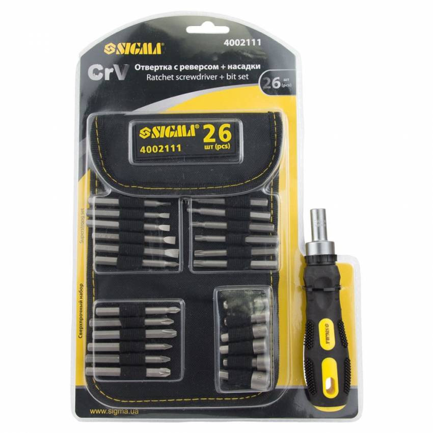 Викрутка бита 18шт насадки торцеві 6шт CrV Sigma (4002111)-4002111