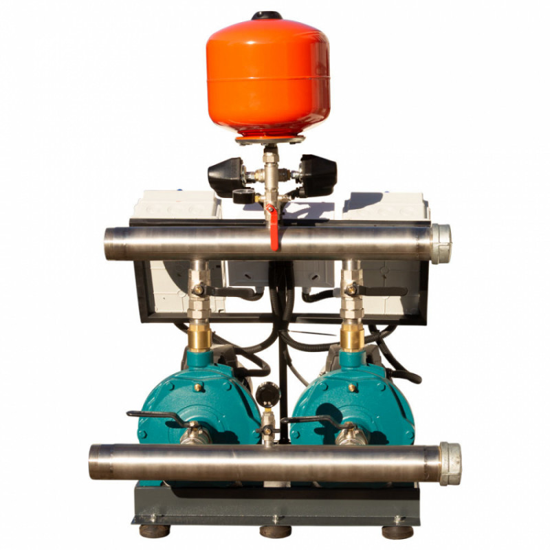 Станція підвищення тиску 380В 2×2.2кВт Hmax 65м Qmax 180л/хв 8л + каскадне управління LEO 3.0 (22AC220-2S531-4.0-8)-22AC220-2S531-4.0-8