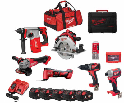 Набір інструментів акумуляторних MILWAUKEE, M18 FPP6E-505B (5 акумуляторів M18 B5 5 Аг, зарядний пристрій M12-18 FC, дриль-шуруп-[articul]