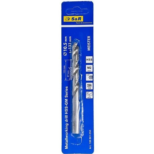 Свердло по металу S&R 10.5х87х133мм MEISTER HSS бл.-108801050