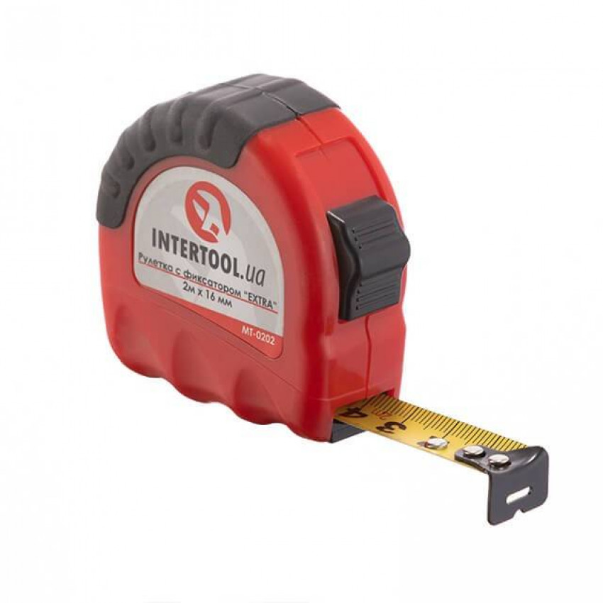 Рулетка з фіксатором 2м * 16мм "EXTRA" INTERTOOL MT-0202-MT-0202