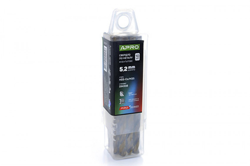 Свердло по металу кобальтове HSS-Co/M35 Ø5.2мм (тубус, кратно 10шт) PRO APRO-830717