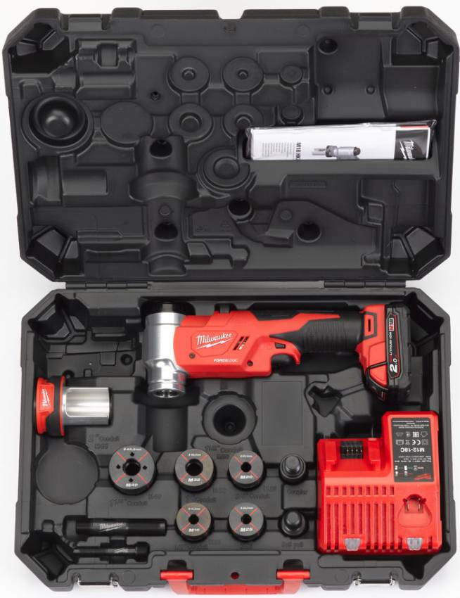 Акумуляторний гідравлічний пробійник MILWAUKEE M18 HKP-201CA ( зарядний пристрій, 1 акум.X M18 B2 (2Ач)-4933451204