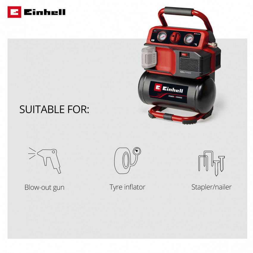 Компресор акумуляторний Einhell TE-AC 18/75 Li OF - Solo (4020410)-