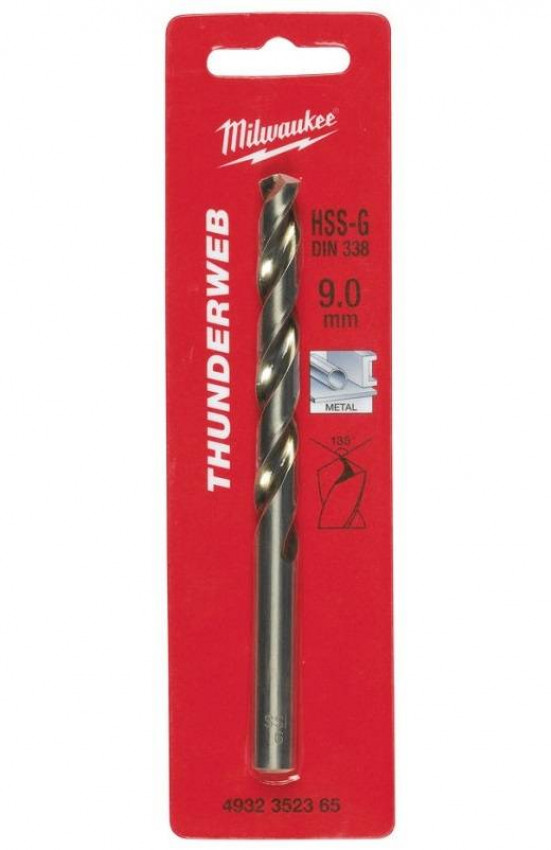 Свердло по металу THUNDERWEB HSS-G MILWAUKEE DIN338, Ø9,0x125мм-4932352365