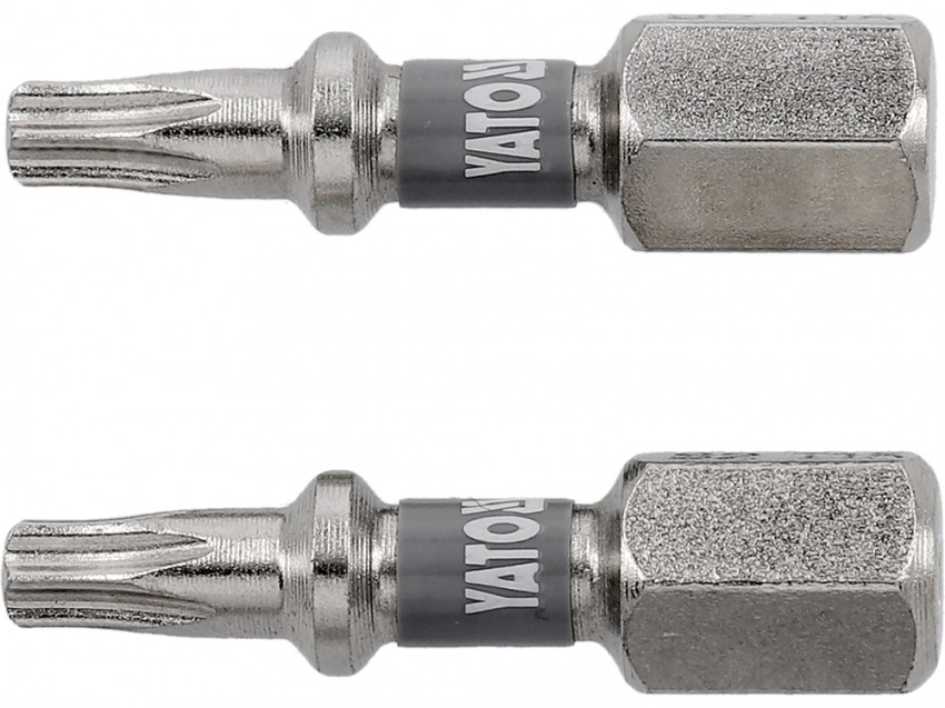 Насадка викруткова YATO; "TORX" T15 х 25 мм. шпиндель 6-гран- 1/4", покрита нікелем, 2 шт.[10]-YT-78012