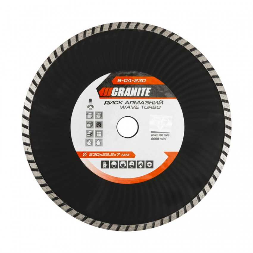 GRANITE Диск алмазний TURBO WAVE 230 мм GRANITE, Арт.: 9-04-230-9-04-230