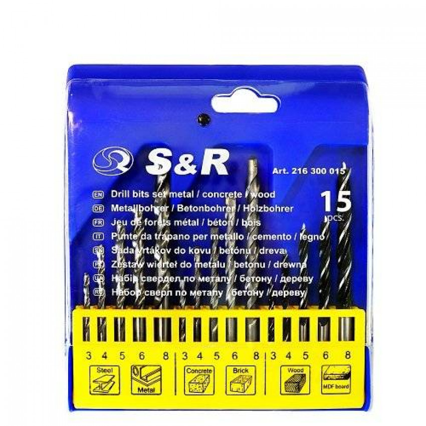 Набір свердел комбінований S & R 15 шт.-216300015