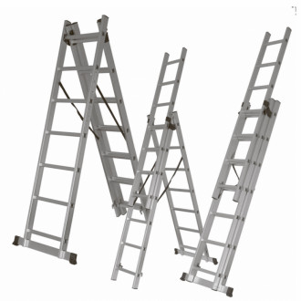 Драбина розкладна універсальна 3×14 сходинок 9.01м FLORA (5032394)-[articul]
