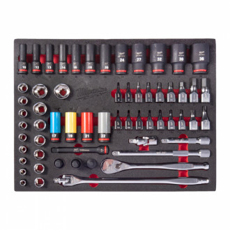 Ложемент з головками ударними та хромованими MILWAUKEE, (60шт) (45х536х417мм) для візків-[articul]