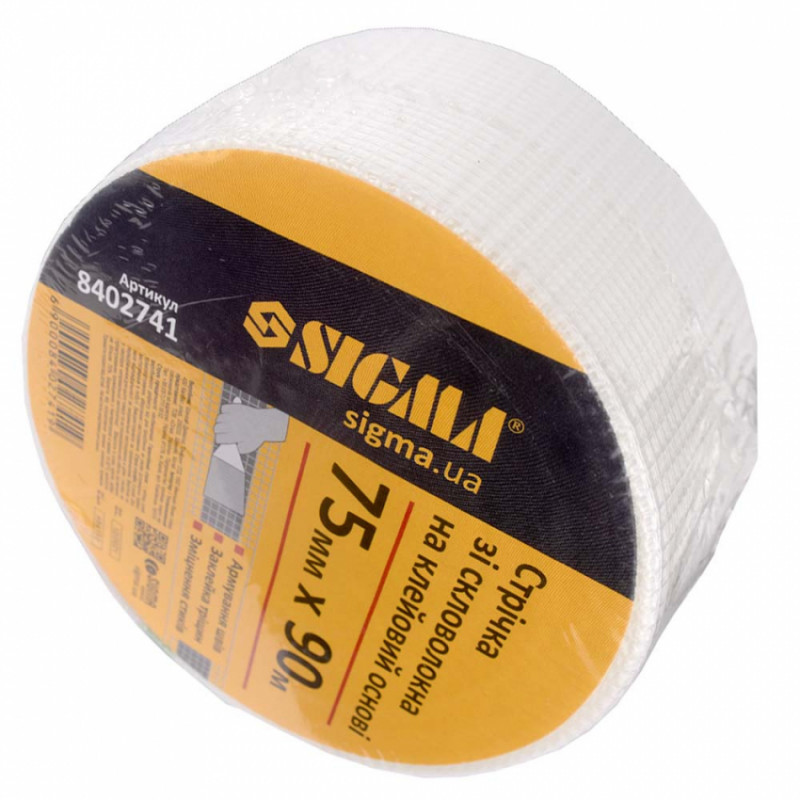Стрічка склотканина на клейовій основі 75ммх90м Sigma (8402741)-8402741