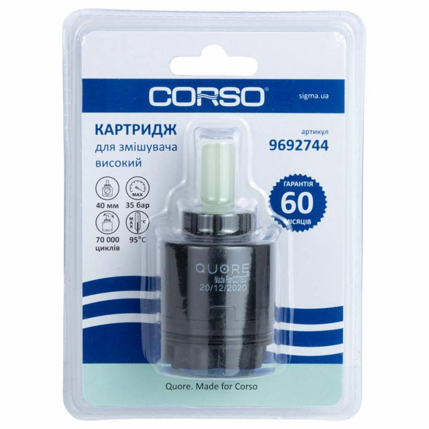 Картридж Ø40мм високий керамічний standard CORSO (9692744)-9692744