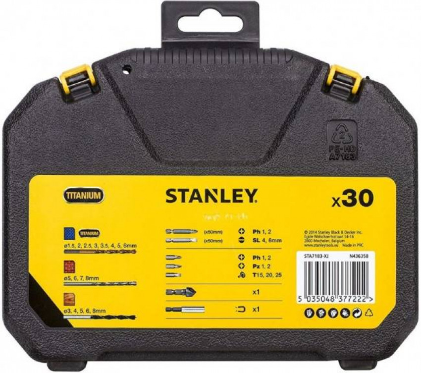 Набір викруткових насадок та свердл STANLEY. 30шт.-STA7183-XJ