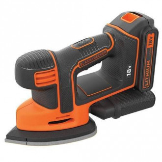 Шліфмашина вібраційна акумуляторна BLACK DECKER,18 В/1,5 Ач Li-Ion, швидкість 12.000 хід/хв, шліфпідошва 110 мм (клин), амплітуда коливань 1,0 мм, один акумулятор 18,0 В/1,5 А, .устр-во 400 мА, аксесуари в комплекті-[articul]