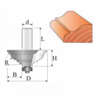 Фреза Фасонна фреза №2012 (R4, D38, h12.5, B16) 18-054-040-[articul]