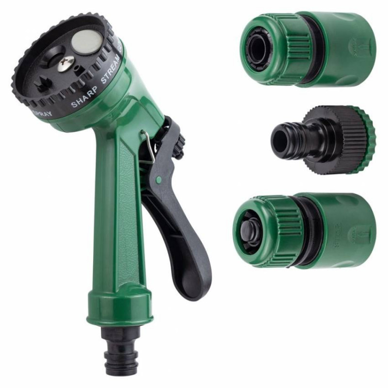 Набір для поливу пістолет розпилювач 4-х режимний 2 конектори адаптер на шланг ¾" Grad (5012585)-5012585
