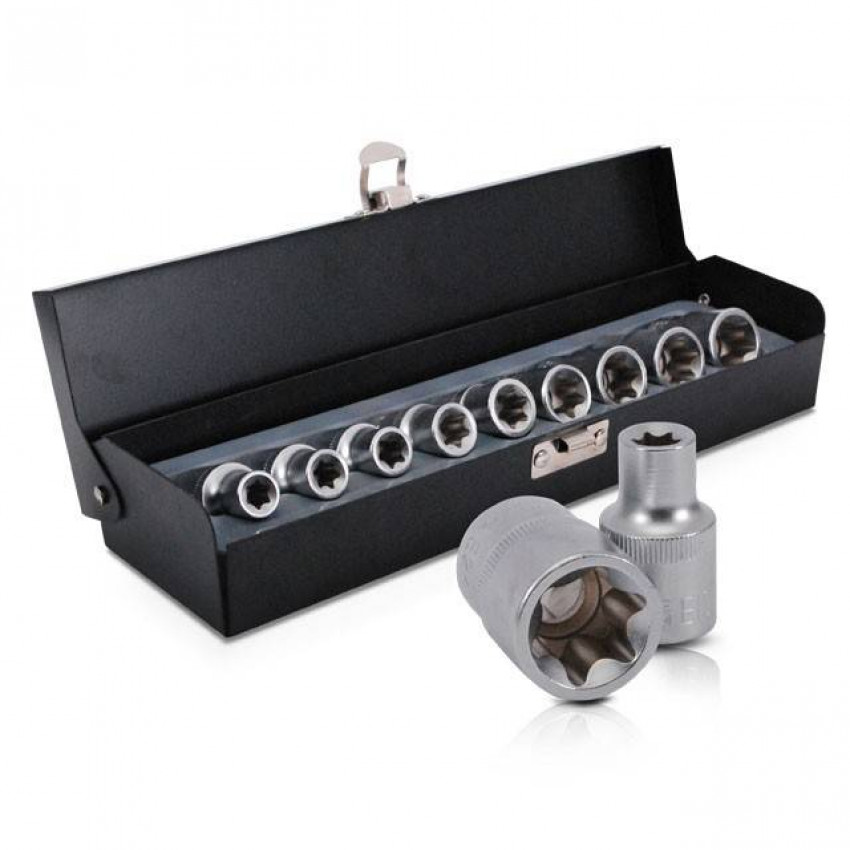 Набір головок TORX 9шт, E10-E24, 1/2" INTERTOOL ET-6014-ET-6014