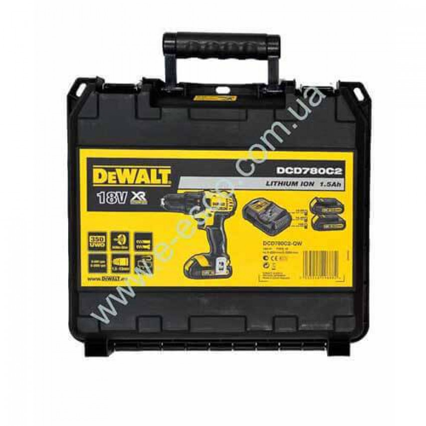 Дриль-шуруповерт акумуляторний безщітковий DeWALT DCD780C2-DCD780C2
