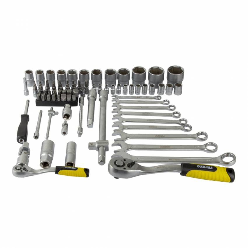 Набір насадок торцевих та біт 1/4", 1/2" 82шт CrV mid Sigma (6001551)-6001551