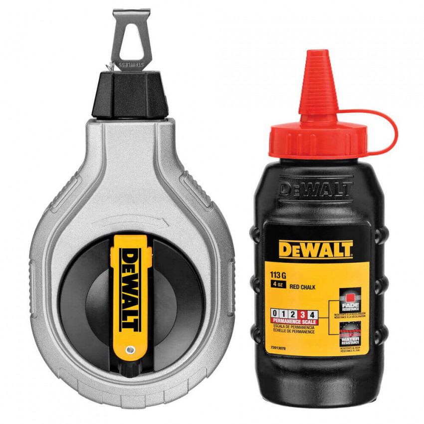 Шнур розмічальний довжиною 30 м в комплекті з крейдяним порошком DeWALT DWHT47408-0-DWHT47408-0