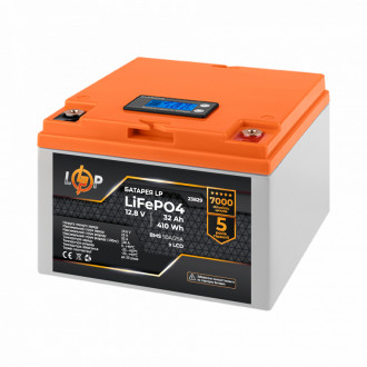 Акумулятор LP LiFePO4 12,8V - 32 Ah (410Wh) (BMS 50А/25A) пластик LCD