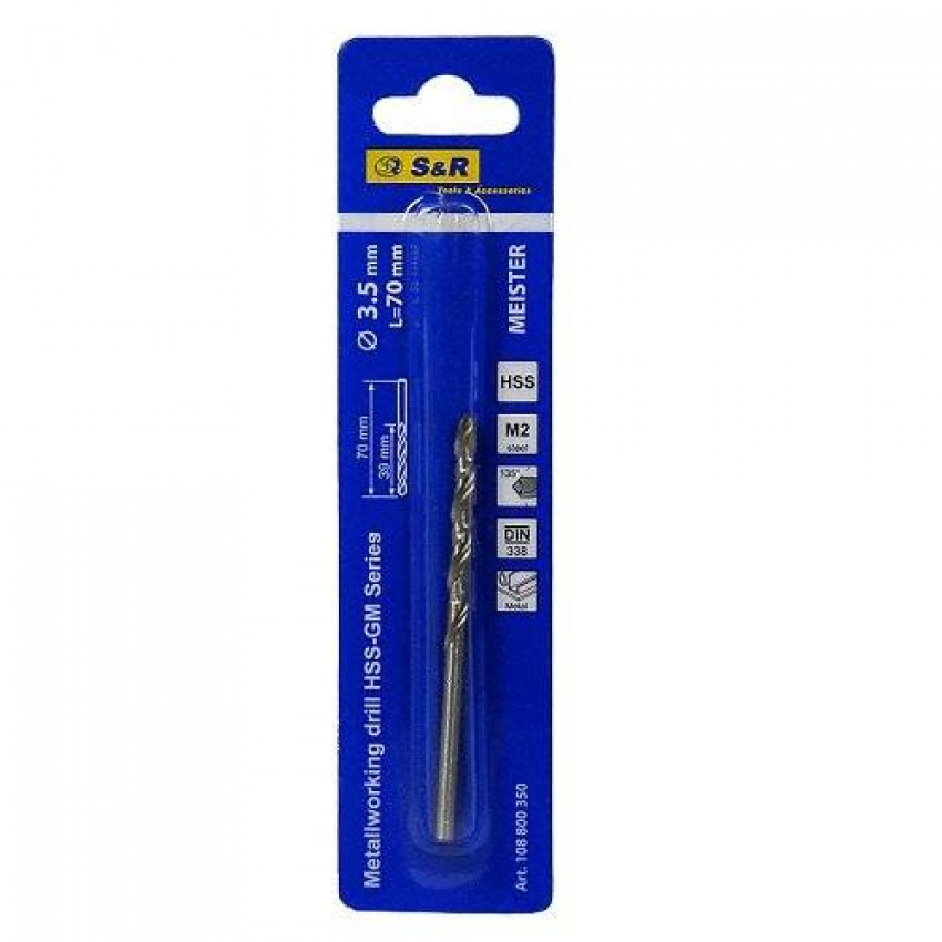 Свердло по металу S & R Meister HSS 3.5x39х70 мм-108800350