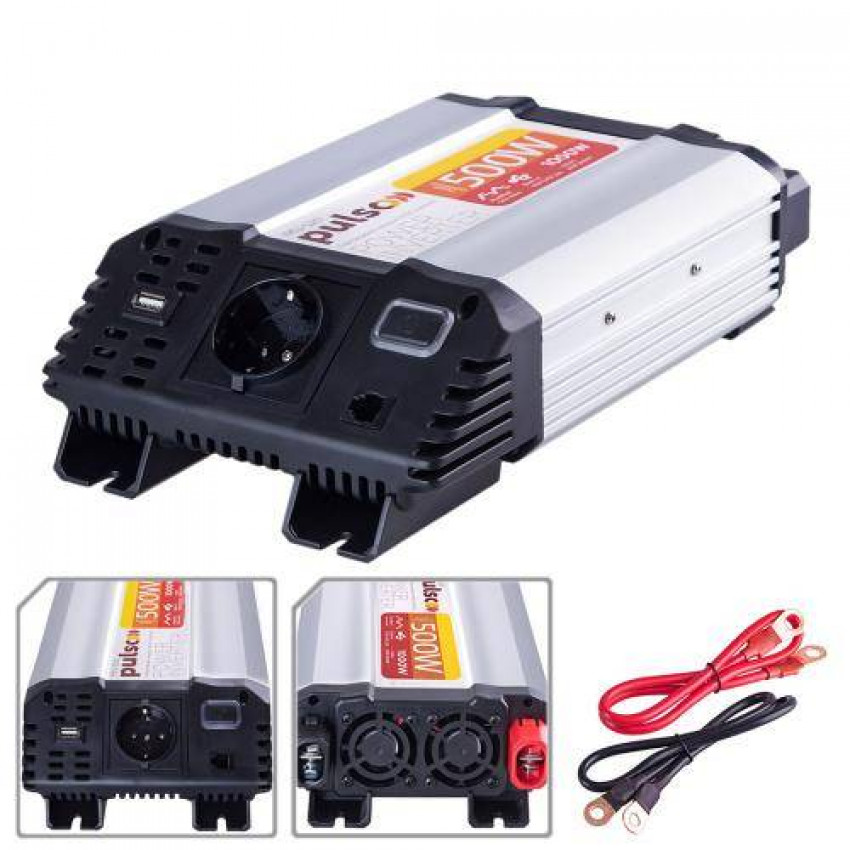 Перетворювач напруги PULSO/IMU-520/12V-220V/500W/USB-5VDC2.0A/мод.хвиля/клеми-IMU-520