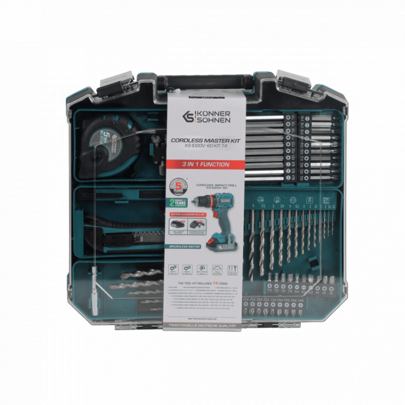 Комплект акумуляторного електроінструменту KS ID20V-60 KIT 74 PLUS-KS ID20V-60 KIT 74 PLUS