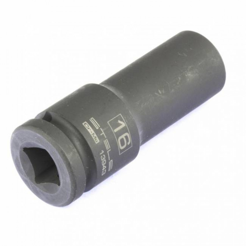 Головка утакрна подовжена шестигранна, 16 мм, 1/2, CrMo Stels-13943