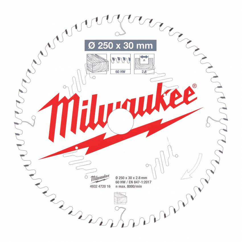 Диск пильний MILWAUKEE, Ø216/30мм, 48 зуб.-4932471317