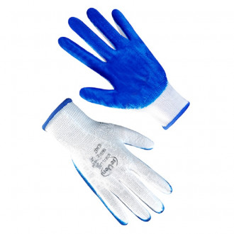 Рукавички синтетичні білі з синім нітриловим покриттям NL9457 &quot;б&quot; р.9  Нейлон (69944)-[articul]