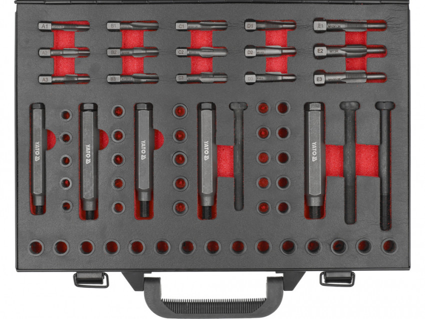 Набір для ремонту різьби "свічок" розжарювання YATO M8- М12 мм, 68 елем. [5]-YT-17711