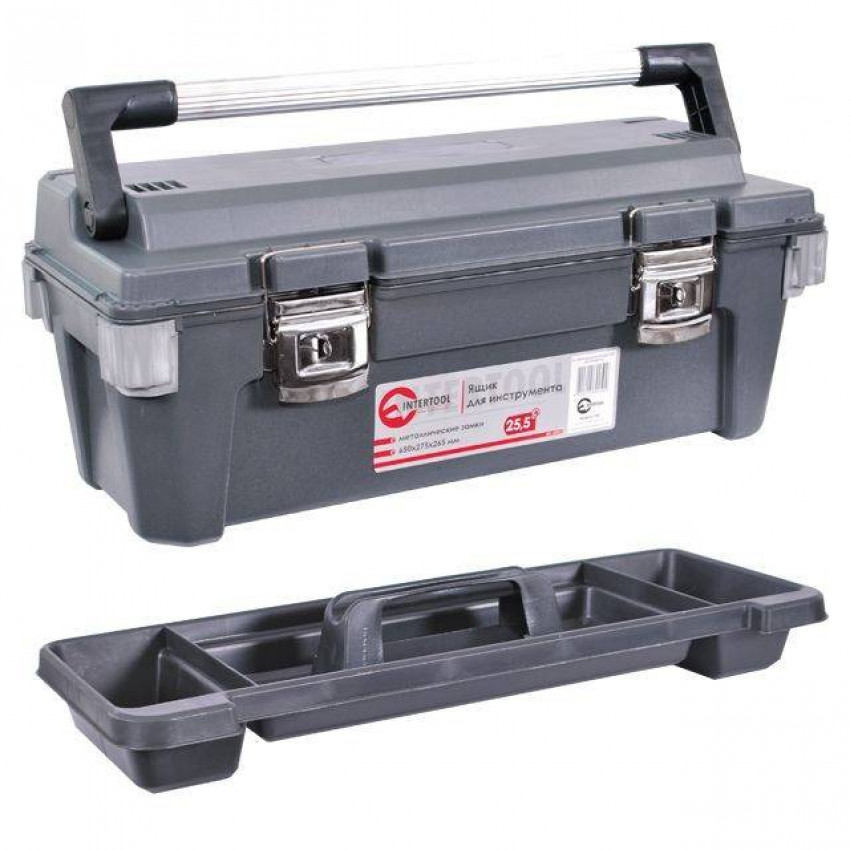 Ящик для інструментів з металевими замками 25.5" 650*275*265 мм INTERTOOL BX-6025-BX-6025