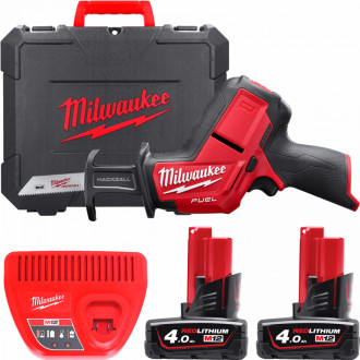 Пила шабельна акумуляторна безщіткова MILWAUKEE, M12 CHZ-402C (зарядний пристрій С12 С, 2 акумулятори М12 В4 4Аг, полотно, кейс)-[articul]