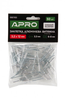 Заклепка алюмінієва витяжна 3.2х10 мм 50шт  (APRO)-[articul]