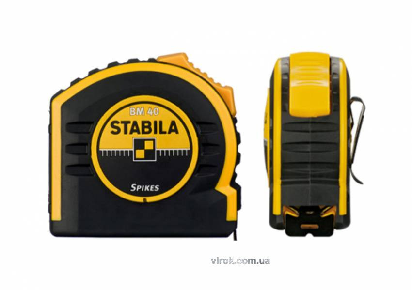 Рулетка STABILA Type BM40: L= 5 м х 19 мм, поліамідне покриття стрічки, гачок Spikes-17740