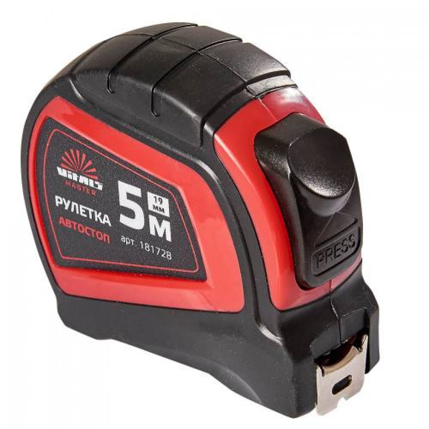 Рулетка 5 м × 19 мм автостоп Vitals Master-181728